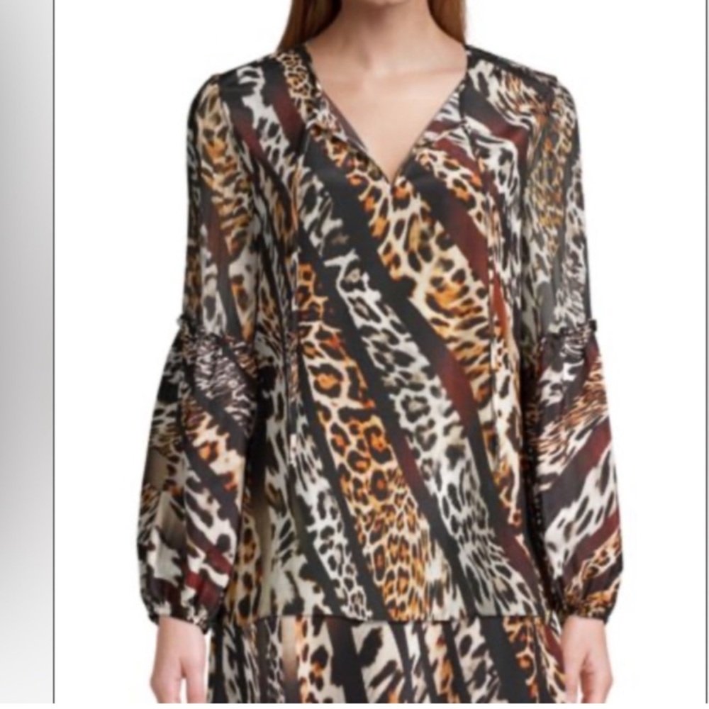 Kobi Halperin 100% Silk Fallon Animal Print Mix
Leopard-Print Blouse